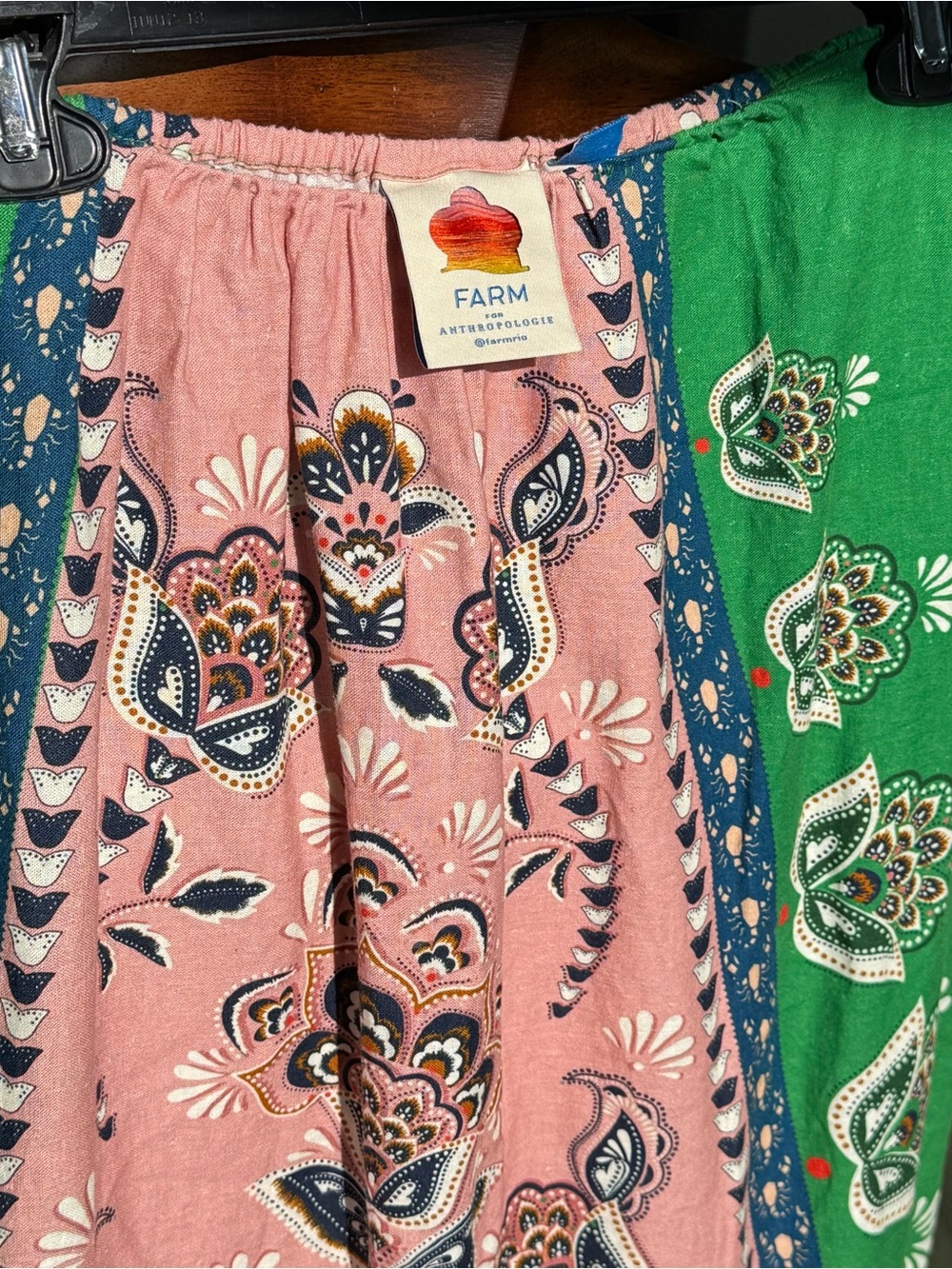 Farm Rio Anthropologie Linen Blend Maxi Skirt L Boho Resort Festival Floral - Picture 4 of 16